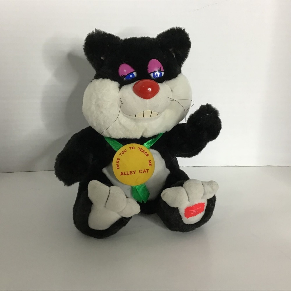 Vintage Black And White Alley Cat Dare To Tease Me Plush Toy Not‎ Tested